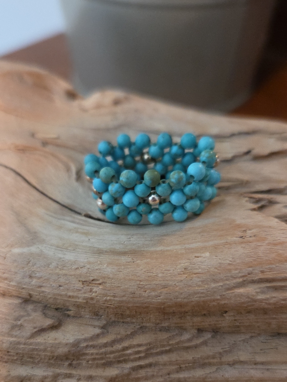 Silpada R2155 Blue Greeb Magnesite & Sterling Silver Elastic Ring RETIRED